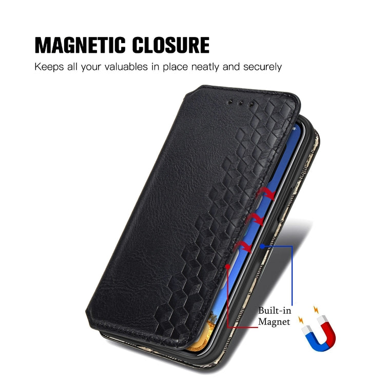 For iPhone 12 / 12 Pro Cubic Grid Pressed Horizontal Flip Magnetic PU Leather Case with Holder & Card Slots & Wallet