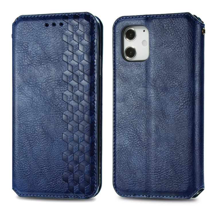 For iPhone 12 / 12 Pro Cubic Grid Pressed Horizontal Flip Magnetic PU Leather Case with Holder & Card Slots & Wallet