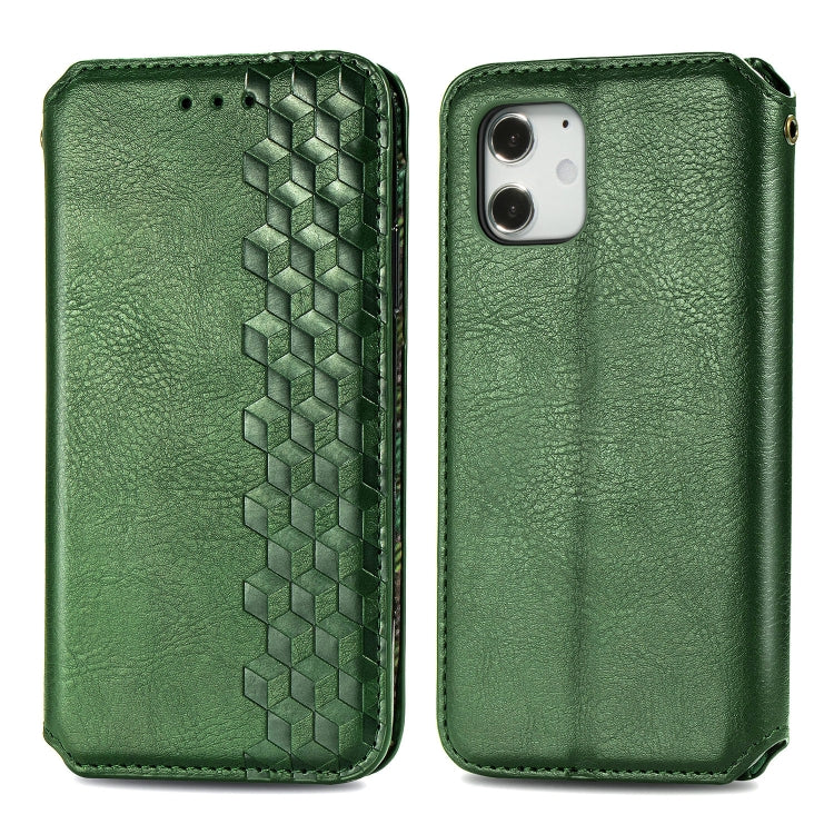 For iPhone 12 / 12 Pro Cubic Grid Pressed Horizontal Flip Magnetic PU Leather Case with Holder & Card Slots & Wallet