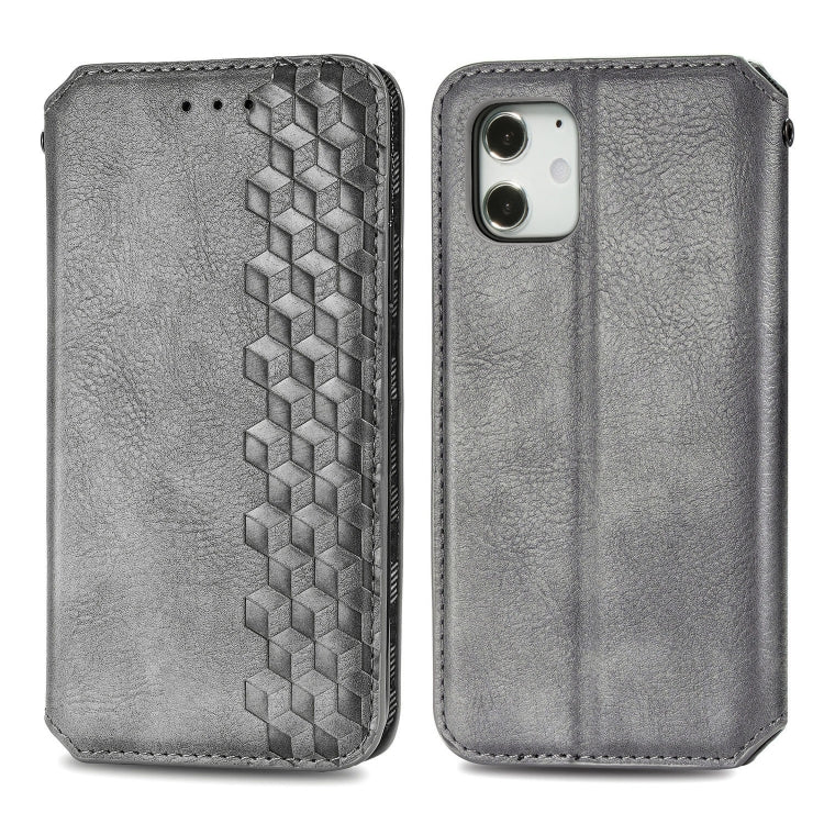 For iPhone 12 mini Cubic Grid Pressed Horizontal Flip Magnetic PU Leather Case with Holder & Card Slots & Wallet