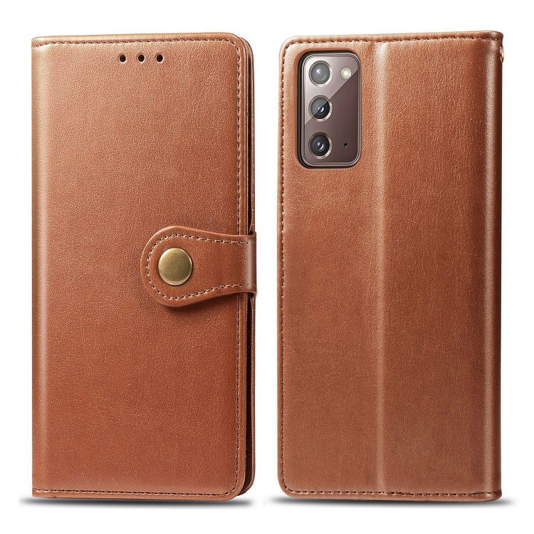 For Samsung Galaxy Note 20 Retro Solid Color Leather Buckle Phone Case with Lanyard & Photo Frame & Card Slot & Wallet & Stand Function