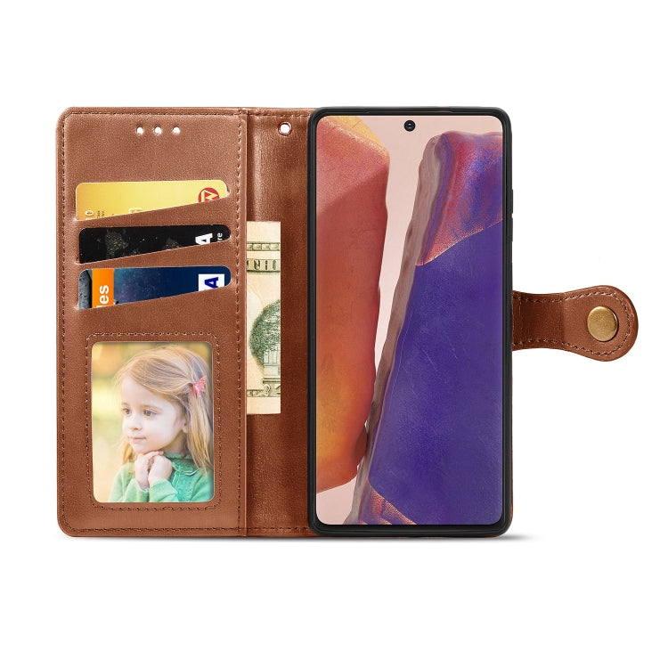 For Samsung Galaxy Note 20 Retro Solid Color Leather Buckle Phone Case with Lanyard & Photo Frame & Card Slot & Wallet & Stand Function
