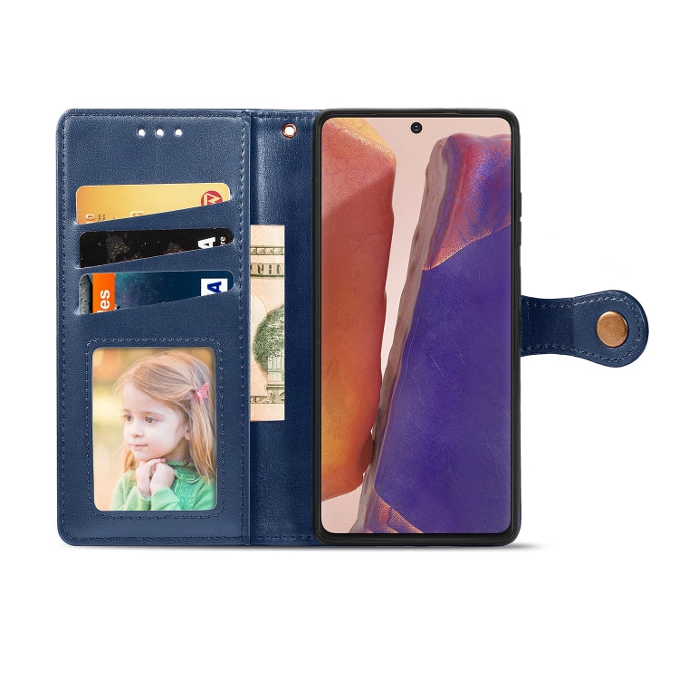 For Samsung Galaxy Note 20 Retro Solid Color Leather Buckle Phone Case with Lanyard & Photo Frame & Card Slot & Wallet & Stand Function