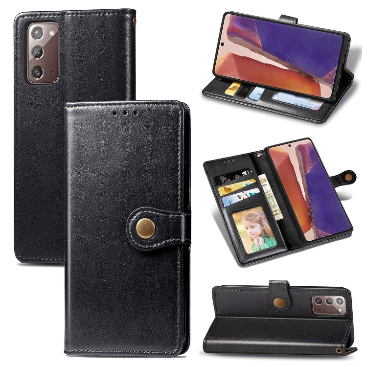 For Samsung Galaxy Note 20 Retro Solid Color Leather Buckle Phone Case with Lanyard & Photo Frame & Card Slot & Wallet & Stand Function