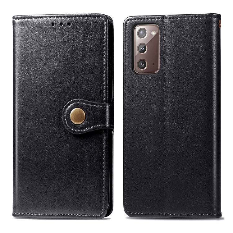 For Samsung Galaxy Note 20 Retro Solid Color Leather Buckle Phone Case with Lanyard & Photo Frame & Card Slot & Wallet & Stand Function