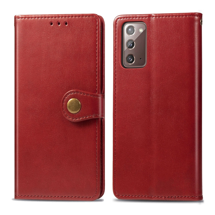 For Samsung Galaxy Note 20 Retro Solid Color Leather Buckle Phone Case with Lanyard & Photo Frame & Card Slot & Wallet & Stand Function
