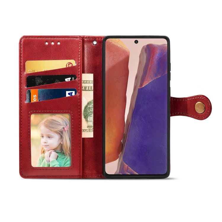 For Samsung Galaxy Note 20 Retro Solid Color Leather Buckle Phone Case with Lanyard & Photo Frame & Card Slot & Wallet & Stand Function