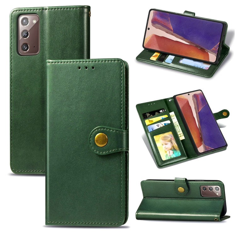 For Samsung Galaxy Note 20 Retro Solid Color Leather Buckle Phone Case with Lanyard & Photo Frame & Card Slot & Wallet & Stand Function