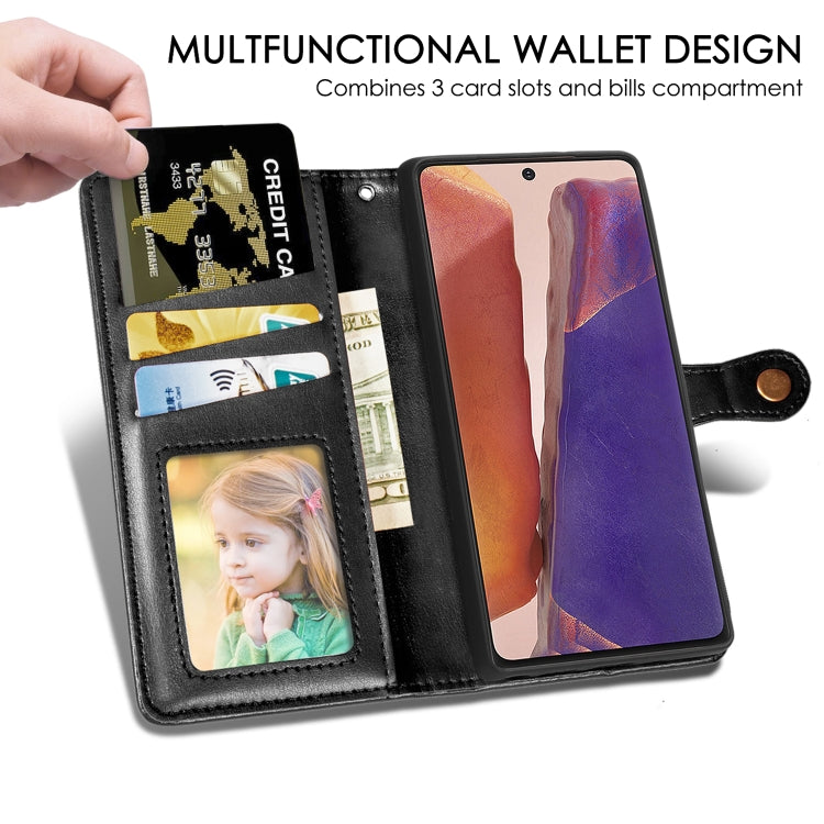 For Samsung Galaxy Note 20 Retro Solid Color Leather Buckle Phone Case with Lanyard & Photo Frame & Card Slot & Wallet & Stand Function
