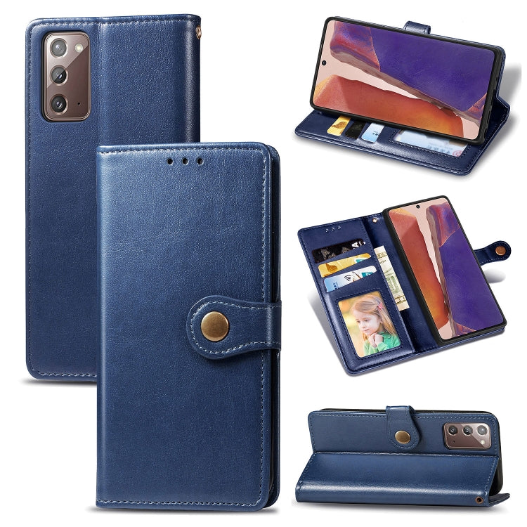 For Samsung Galaxy Note 20 Ultra Retro Solid Color Leather Buckle Phone Case with Lanyard & Photo Frame & Card Slot & Wallet & Stand Function