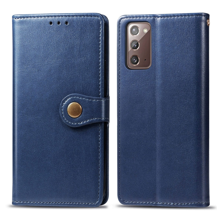 For Samsung Galaxy Note 20 Ultra Retro Solid Color Leather Buckle Phone Case with Lanyard & Photo Frame & Card Slot & Wallet & Stand Function