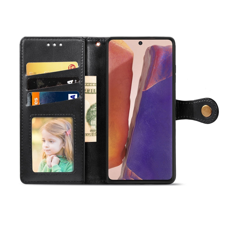 For Samsung Galaxy Note 20 Ultra Retro Solid Color Leather Buckle Phone Case with Lanyard & Photo Frame & Card Slot & Wallet & Stand Function