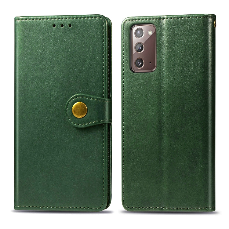 For Samsung Galaxy Note 20 Ultra Retro Solid Color Leather Buckle Phone Case with Lanyard & Photo Frame & Card Slot & Wallet & Stand Function