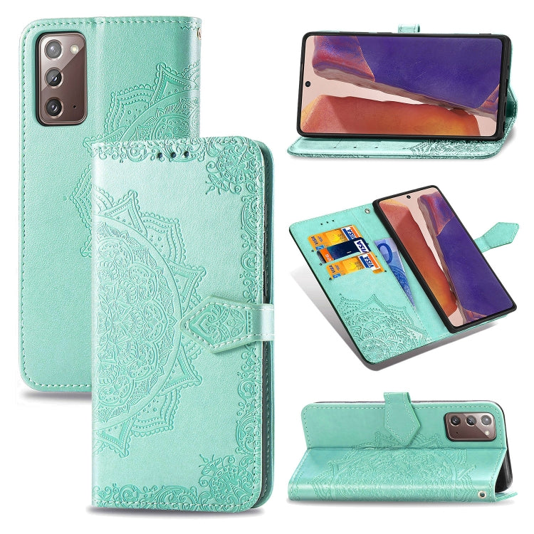 For Samsung Galaxy Note20 Ultra Halfway Mandala Embossing Pattern Horizontal Flip Leather Case with Holder & Card Slots & Wallet & Lanyard
