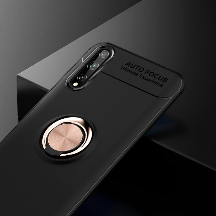 For Huawei Enjoy 10s Metal Ring Holder 360 Degree Rotating TPU Case(Black+Rose Gold)