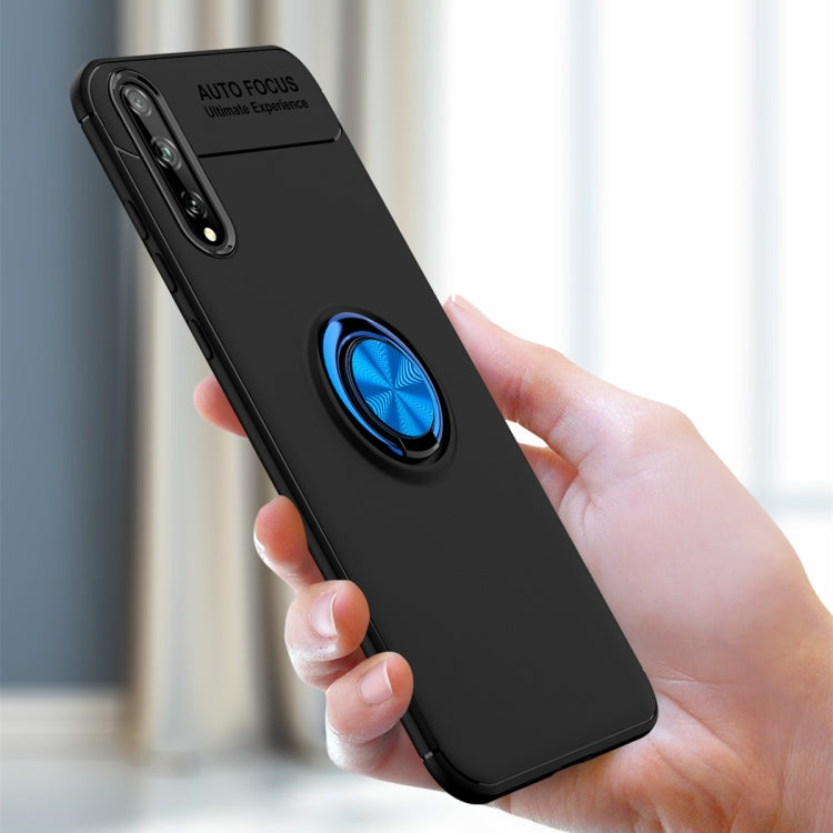 For Huawei Enjoy 10s Metal Ring Holder 360 Degree Rotating TPU Case(Black+Rose Gold)