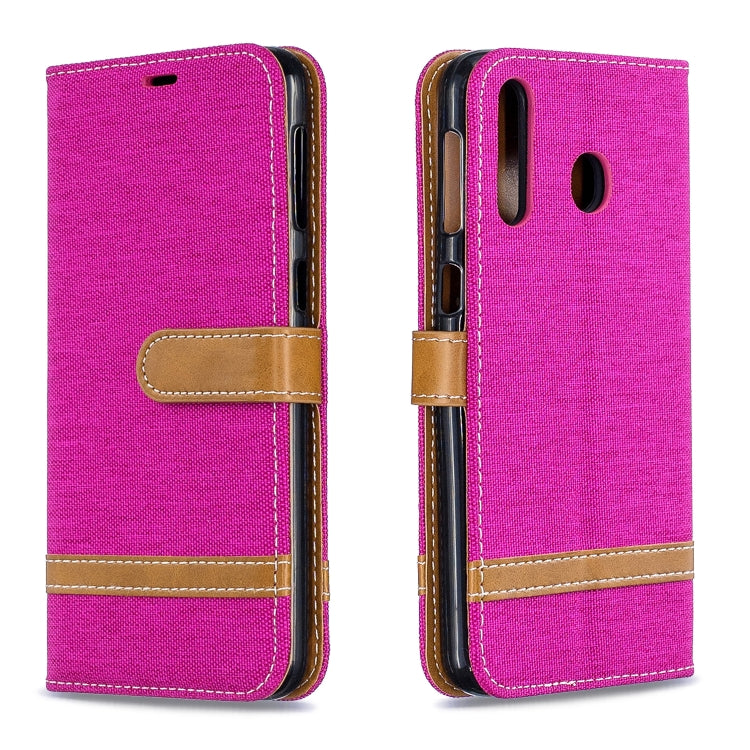 Color Matching Denim Texture Leather Case for Galaxy  M30, with Holder & Card Slots & Wallet & Lanyard