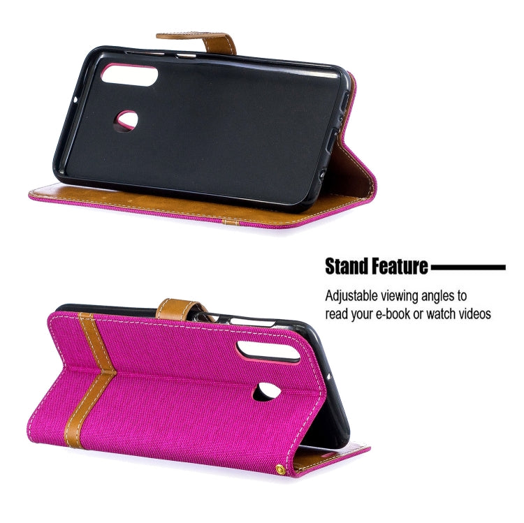 Color Matching Denim Texture Leather Case for Galaxy  M30, with Holder & Card Slots & Wallet & Lanyard
