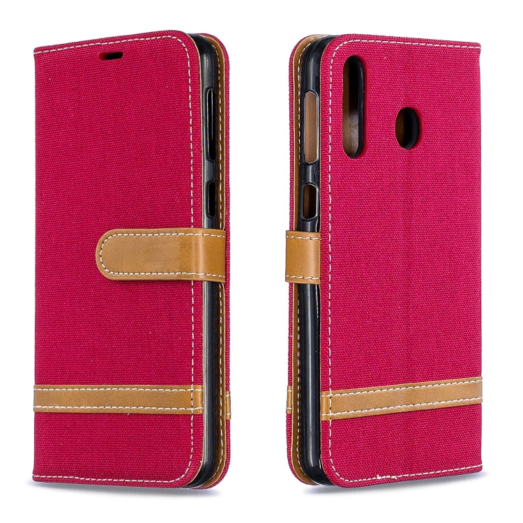 Color Matching Denim Texture Leather Case for Galaxy  M30, with Holder & Card Slots & Wallet & Lanyard