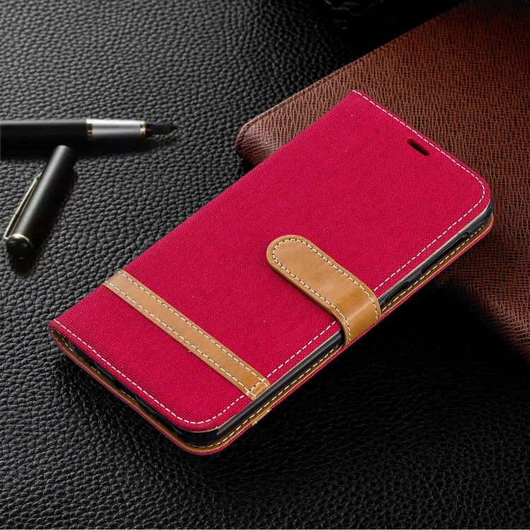 Color Matching Denim Texture Leather Case for Galaxy  M30, with Holder & Card Slots & Wallet & Lanyard