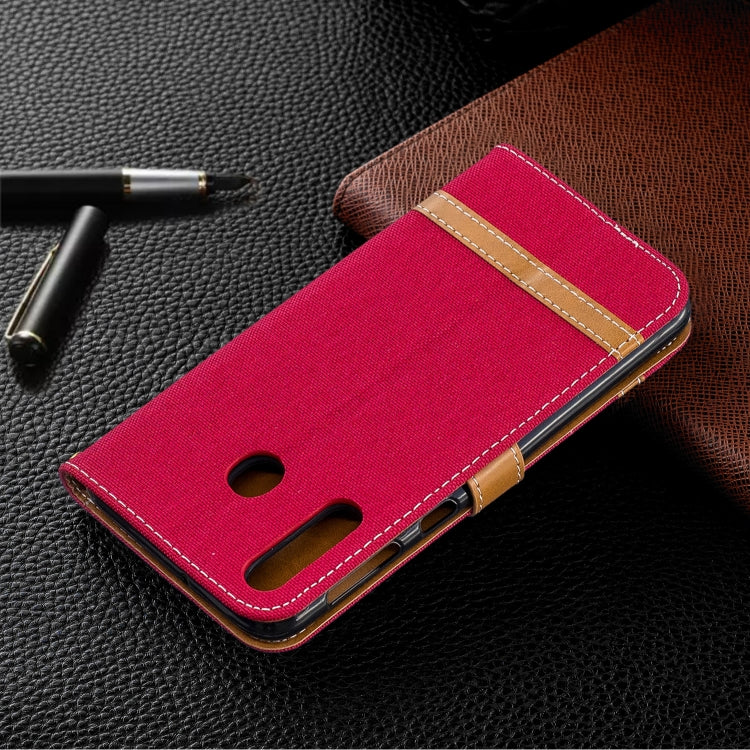Color Matching Denim Texture Leather Case for Galaxy  M30, with Holder & Card Slots & Wallet & Lanyard