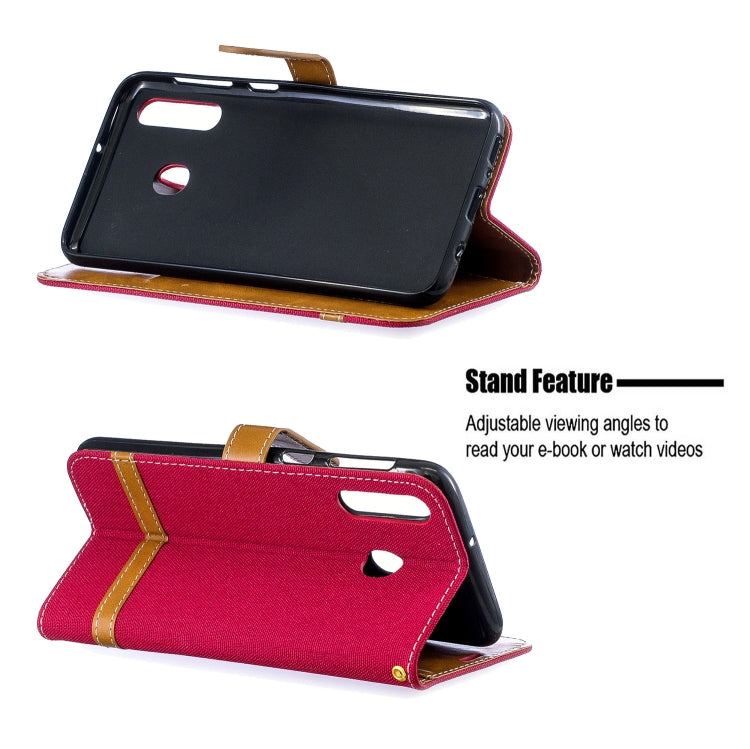 Color Matching Denim Texture Leather Case for Galaxy  M30, with Holder & Card Slots & Wallet & Lanyard