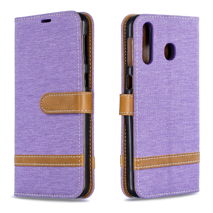 Color Matching Denim Texture Leather Case for Galaxy  M30, with Holder & Card Slots & Wallet & Lanyard