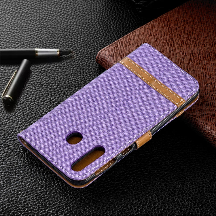 Color Matching Denim Texture Leather Case for Galaxy  M30, with Holder & Card Slots & Wallet & Lanyard