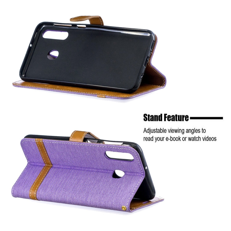 Color Matching Denim Texture Leather Case for Galaxy  M30, with Holder & Card Slots & Wallet & Lanyard