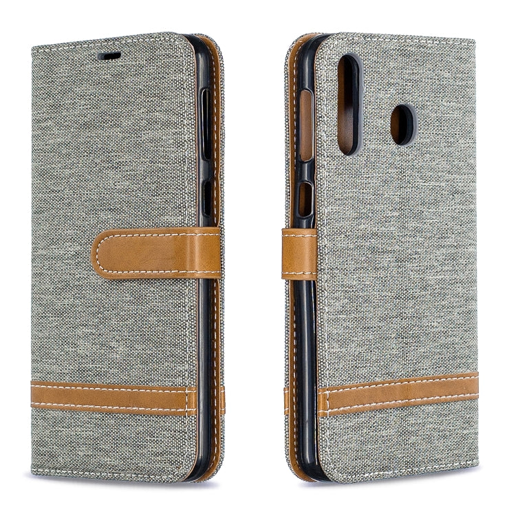 Color Matching Denim Texture Leather Case for Galaxy  M30, with Holder & Card Slots & Wallet & Lanyard