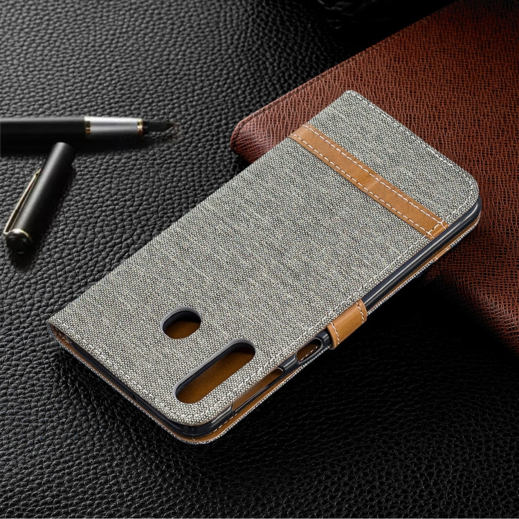 Color Matching Denim Texture Leather Case for Galaxy  M30, with Holder & Card Slots & Wallet & Lanyard