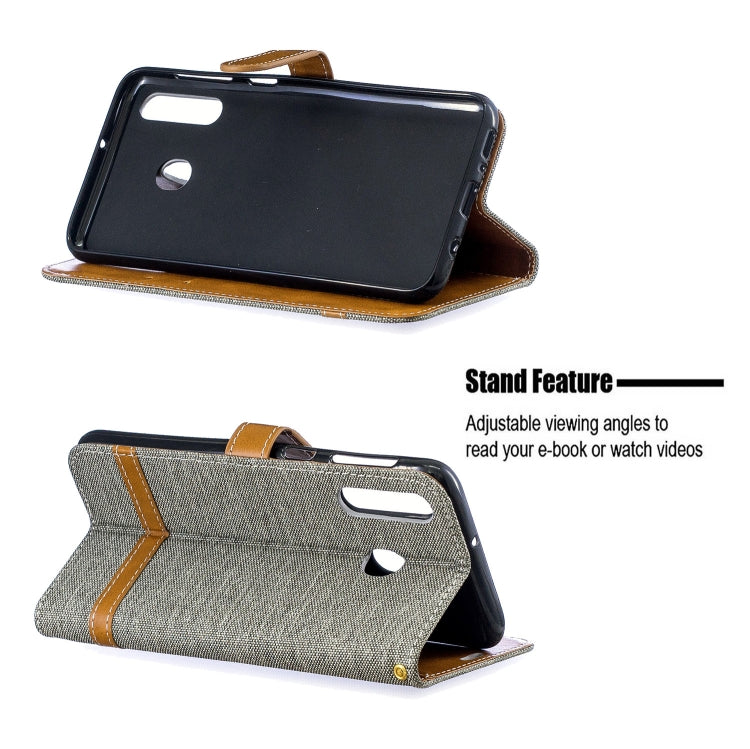 Color Matching Denim Texture Leather Case for Galaxy  M30, with Holder & Card Slots & Wallet & Lanyard