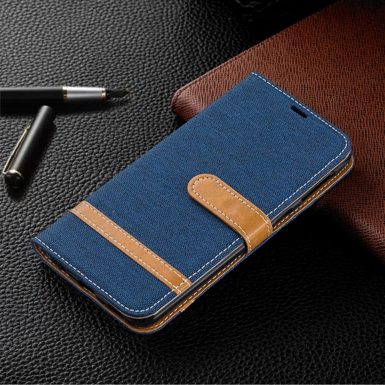 Color Matching Denim Texture Leather Case for Galaxy  M30, with Holder & Card Slots & Wallet & Lanyard