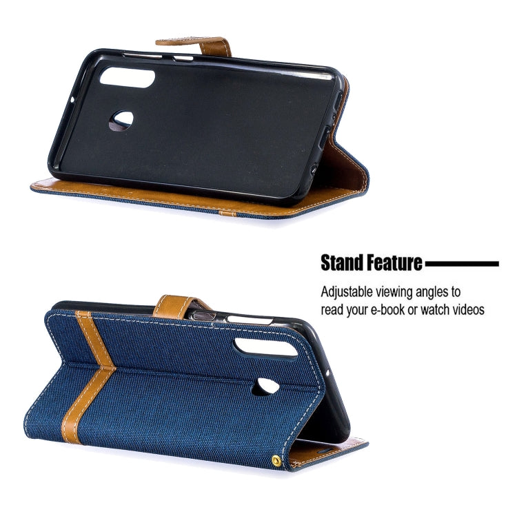 Color Matching Denim Texture Leather Case for Galaxy  M30, with Holder & Card Slots & Wallet & Lanyard