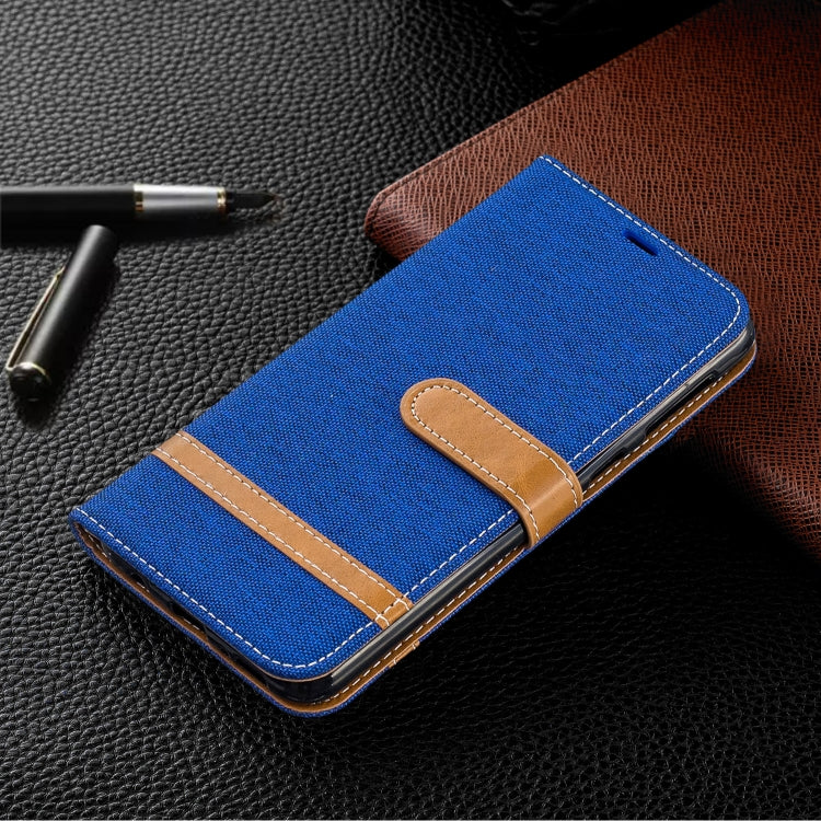 Color Matching Denim Texture Leather Case for Galaxy  M30, with Holder & Card Slots & Wallet & Lanyard