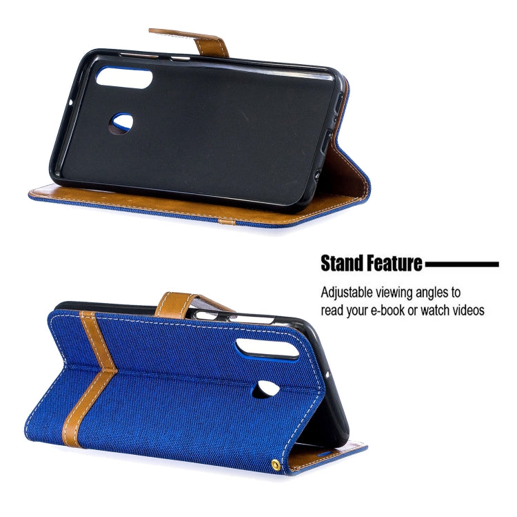 Color Matching Denim Texture Leather Case for Galaxy  M30, with Holder & Card Slots & Wallet & Lanyard