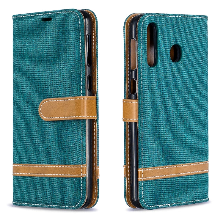 Color Matching Denim Texture Leather Case for Galaxy  M30, with Holder & Card Slots & Wallet & Lanyard