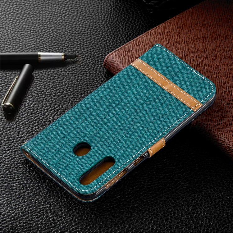 Color Matching Denim Texture Leather Case for Galaxy  M30, with Holder & Card Slots & Wallet & Lanyard
