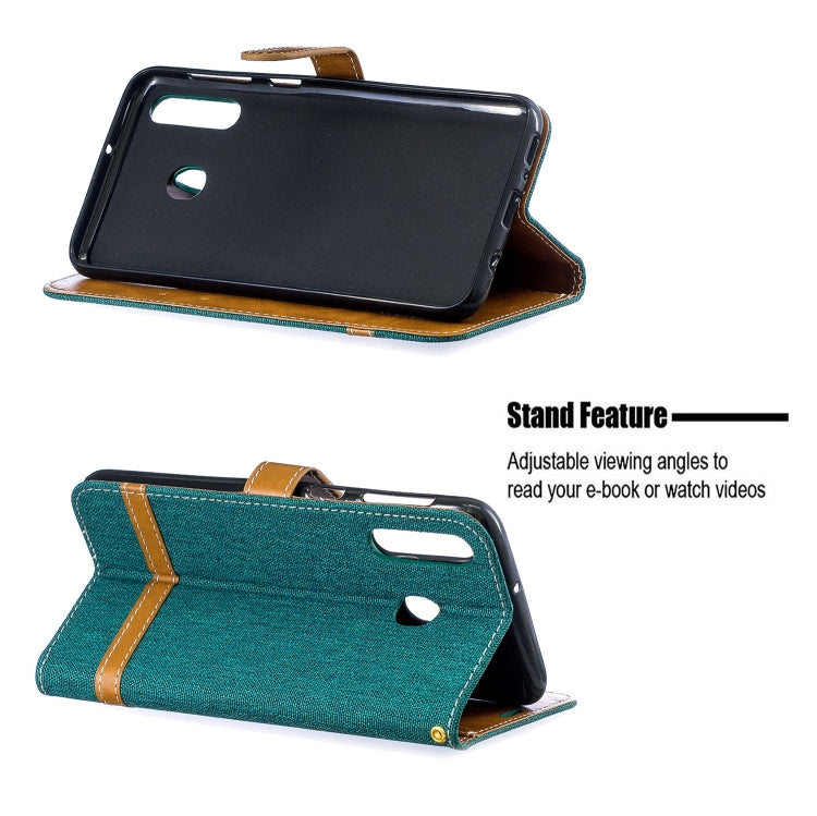 Color Matching Denim Texture Leather Case for Galaxy  M30, with Holder & Card Slots & Wallet & Lanyard