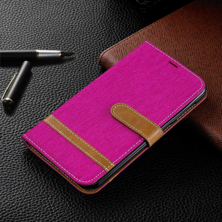 Color Matching Denim Texture Leather Case for Galaxy  M10, with Holder & Card Slots & Wallet & Lanyard