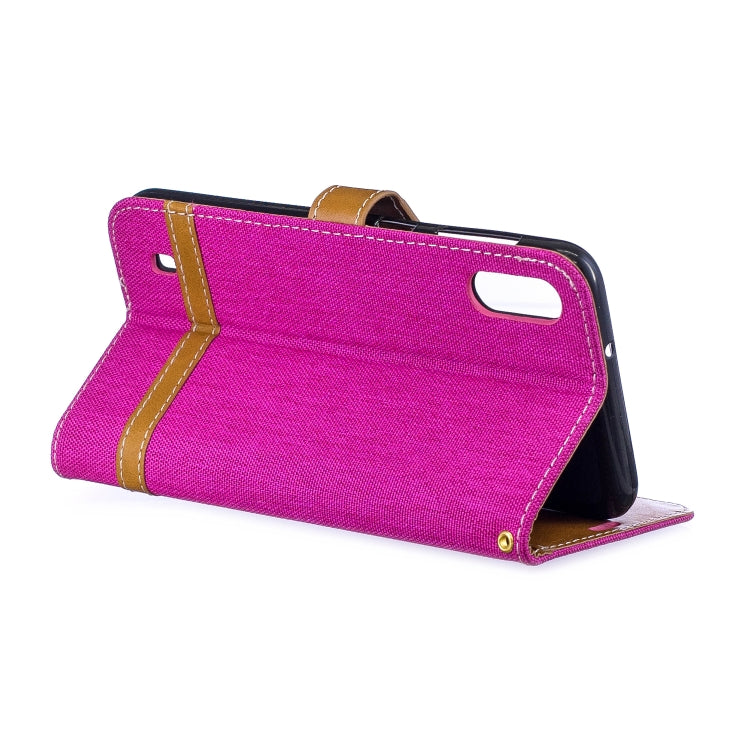 Color Matching Denim Texture Leather Case for Galaxy  M10, with Holder & Card Slots & Wallet & Lanyard