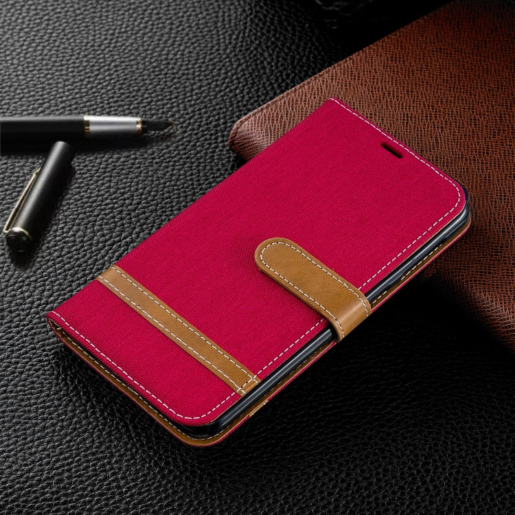 Color Matching Denim Texture Leather Case for Galaxy  M10, with Holder & Card Slots & Wallet & Lanyard
