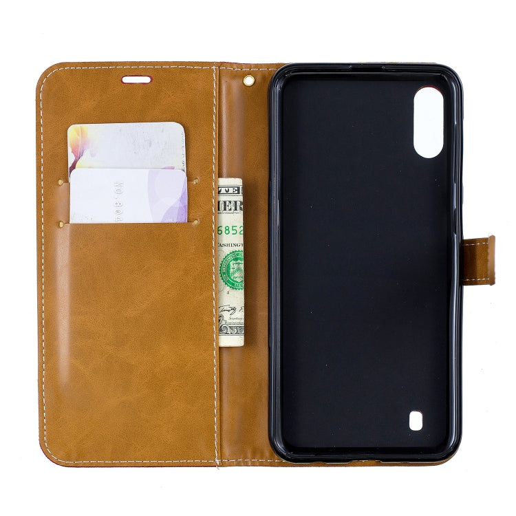 Color Matching Denim Texture Leather Case for Galaxy  M10, with Holder & Card Slots & Wallet & Lanyard