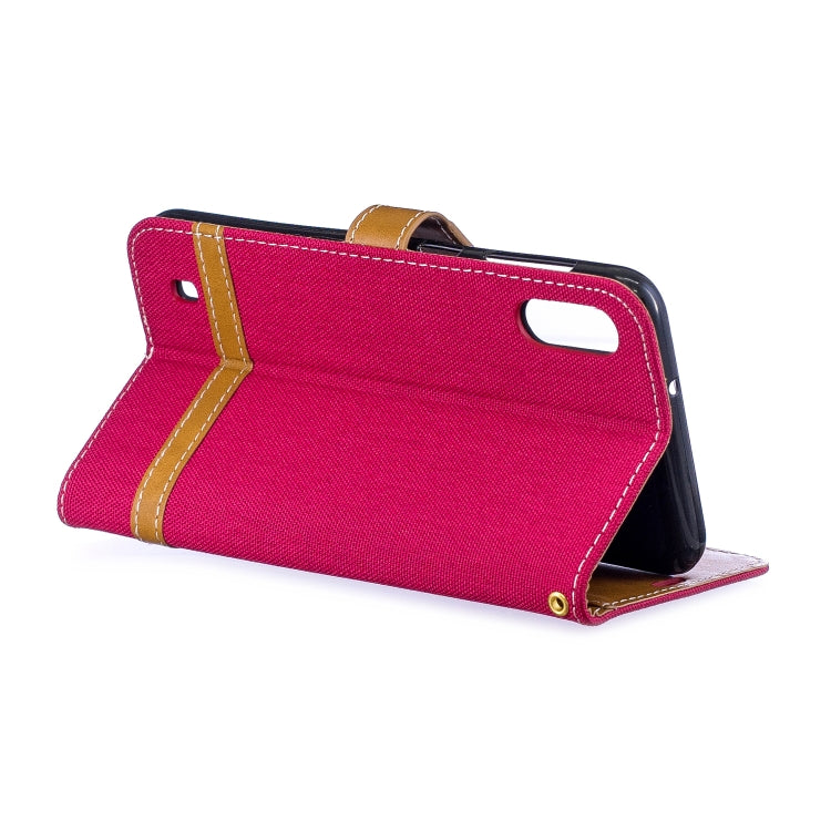 Color Matching Denim Texture Leather Case for Galaxy  M10, with Holder & Card Slots & Wallet & Lanyard