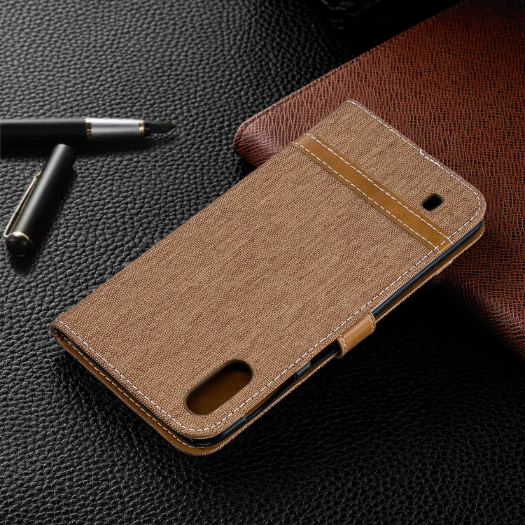 Color Matching Denim Texture Leather Case for Galaxy  M10, with Holder & Card Slots & Wallet & Lanyard