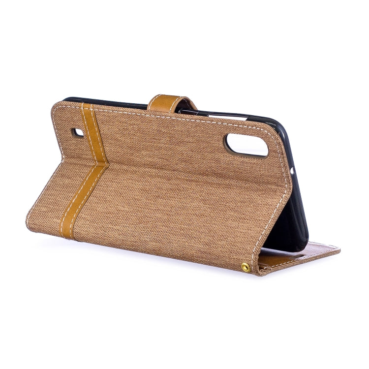 Color Matching Denim Texture Leather Case for Galaxy  M10, with Holder & Card Slots & Wallet & Lanyard