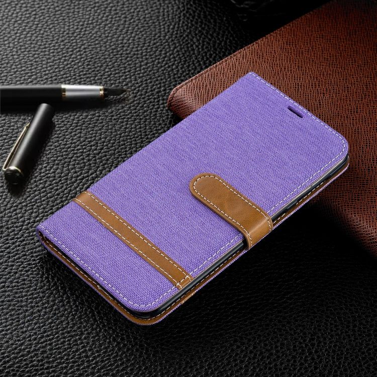 Color Matching Denim Texture Leather Case for Galaxy  M10, with Holder & Card Slots & Wallet & Lanyard
