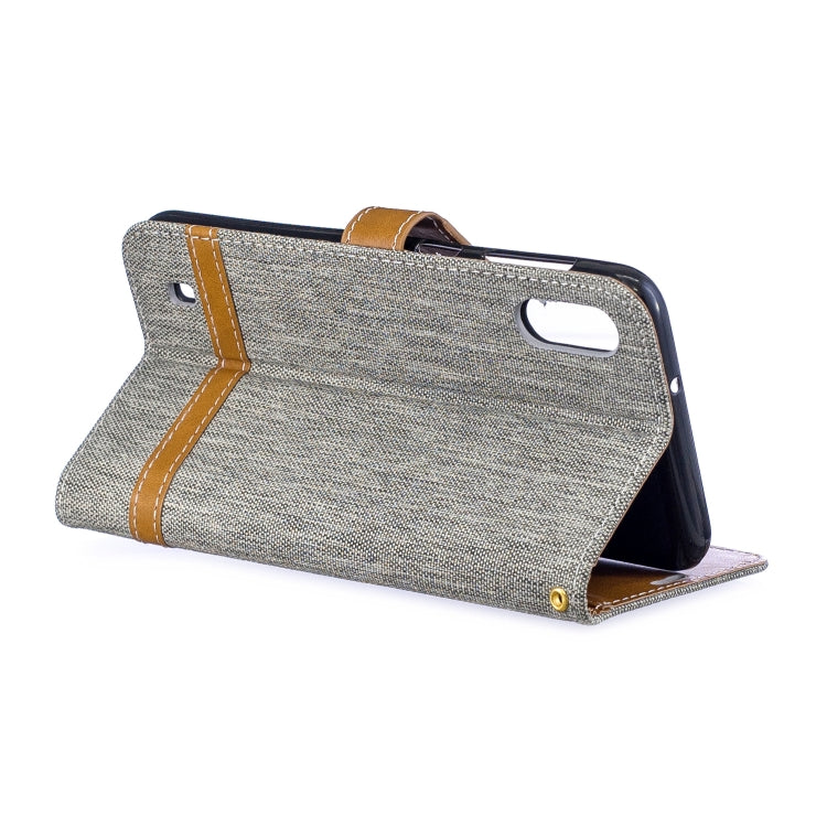 Color Matching Denim Texture Leather Case for Galaxy  M10, with Holder & Card Slots & Wallet & Lanyard