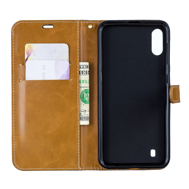 Color Matching Denim Texture Leather Case for Galaxy  M10, with Holder & Card Slots & Wallet & Lanyard