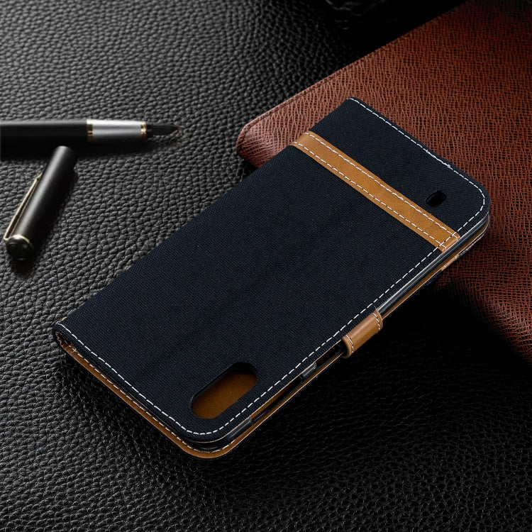 Color Matching Denim Texture Leather Case for Galaxy  M10, with Holder & Card Slots & Wallet & Lanyard